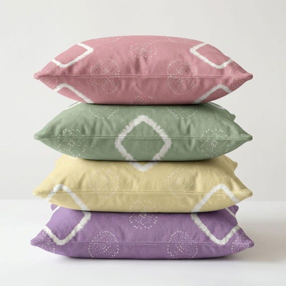 Set of 4 Pastel Geometric Harmony Bloom Velvet Cushions Throw Pillows Cushion Cover Home Decor Living Room Sofa Chair 45x45 cm 18x18 Inch