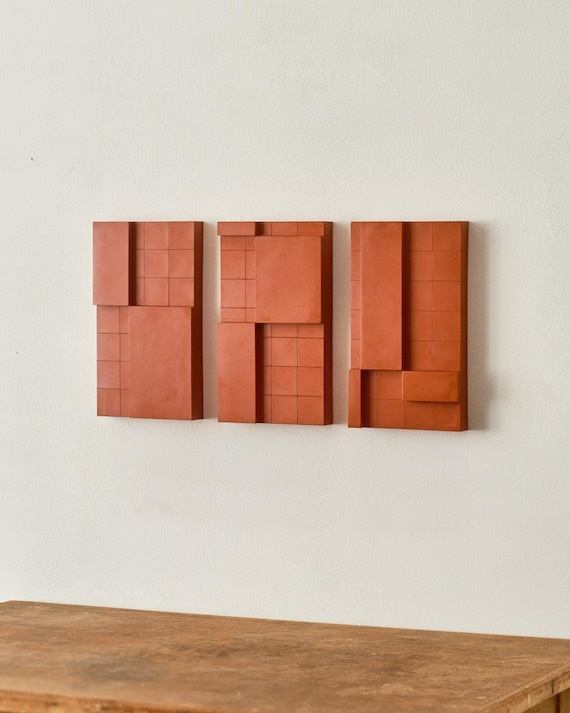 Brutalist Concrete Wall Sculptures – Geometric Minimalist Art
