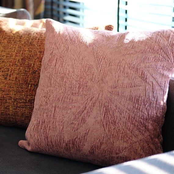 Dusty Rose Chenille Texture Pillow Cover, Soft Decorative Cushion for Sofa & Bedroom