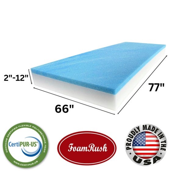 66" x 77" RV Queen Gel Memory Foam Insert w High Density Foam, Foam Topper, Seat Cushion Replacement, Foam Pad, Medium Firm
