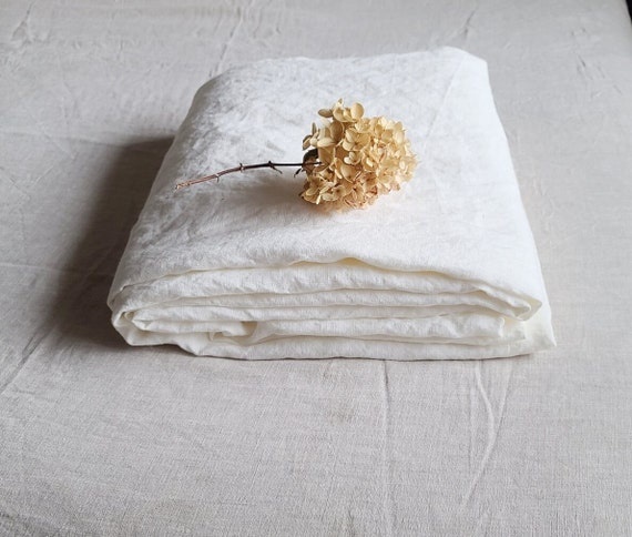 Linen Flat Sheet in Warm White, 100% Natural Washed Linen Top Sheet, Custom European Flax linen Bedding, Cottage linen decor