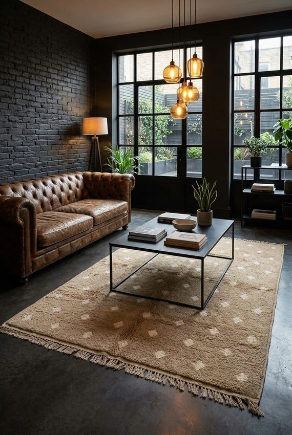 Minimalist Taupe & Warm Beige Wool Carpet, Handcrafted Earthy Greige Moroccan Area Rug, Lattice Small Diamond Motif Accent Decor