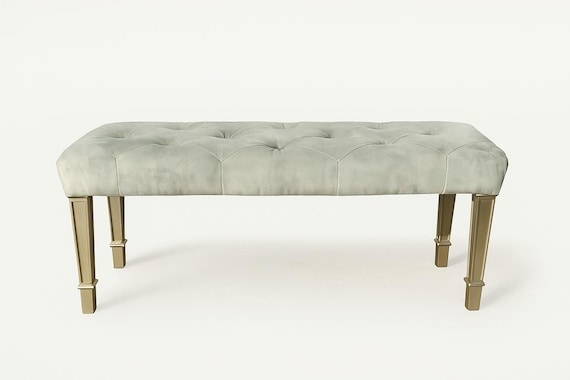 Bench Bed Vintage Vanity Wood Seating Tufted Hollywood Glam Regency French Provincial Seating Bedroom Upholstered Boudoir Chair Chic Dining