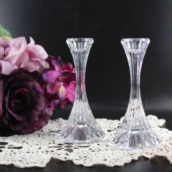 Vintage Crystal Candle Holders By Mikasa Park Lane /Wedding Decor/Elegant Table Decor/Vanity Decor/Hollywood Regency
