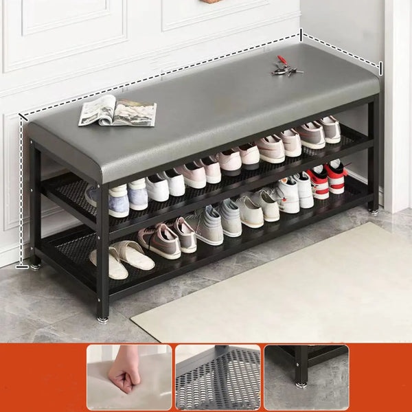 Industrial Orange Upholstered Storage Entryway Bench