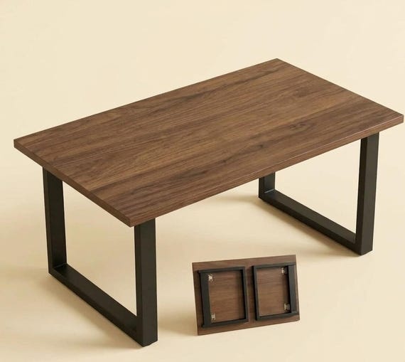 Walnut Folding Coffee Table for Small Spaces