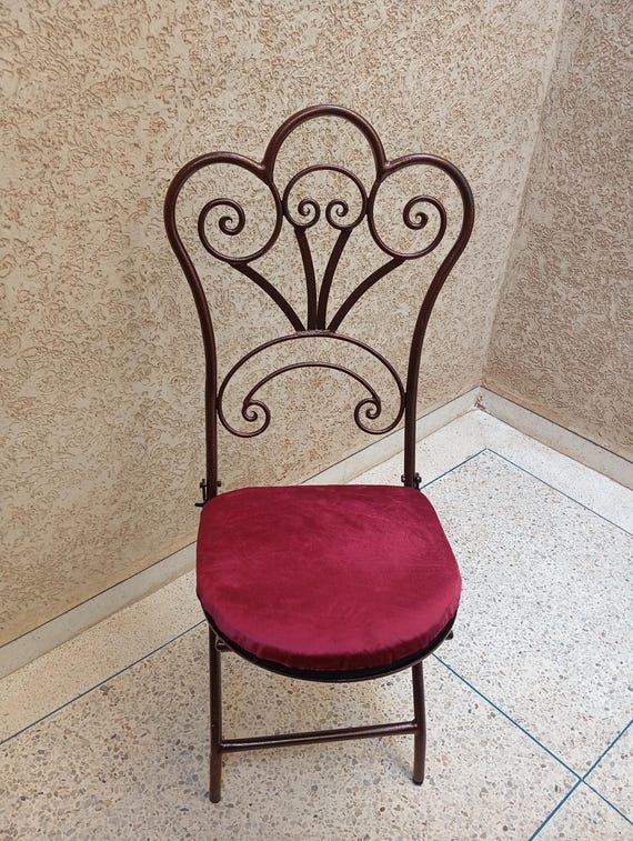 Set of 4 Moroccan Wrought Iron Chairs – Foldable Handmade Black Metal Chairs –New Home Decor– Indoor Outdoor Patio Furniture – Moorish Style