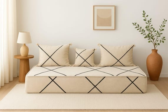 Kilim Floor Sofa: Boho Moroccan Seating (Modular, Removable Covers)