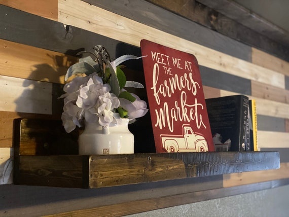 Reclaimed Wood Floating Shelf | Rustic Nursery Decor | Handcrafted 8” Deep Farmhouse Kitchen Storage | Floating Bookshelf | Wood Wall Decor