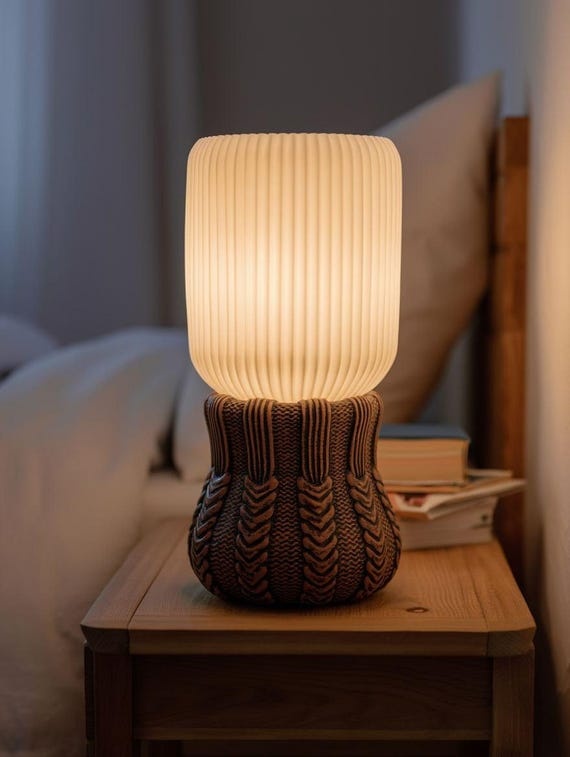 LED Table Lamp, Rustic Wooden Base, RGB Ambient Light, Remote Control Bedside Lamp
