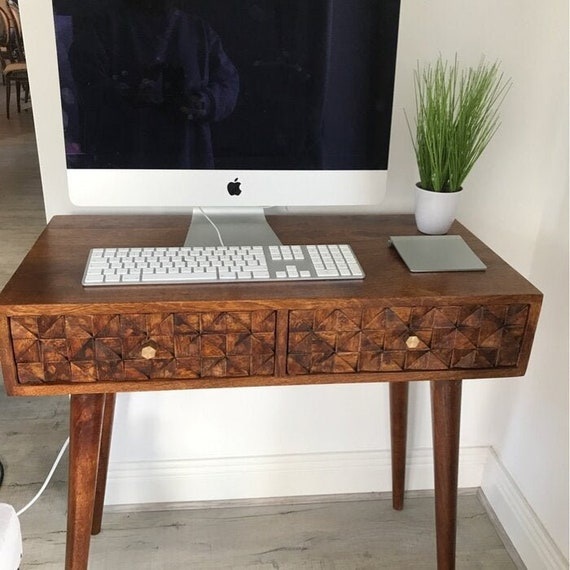 Console Table Mid Century Rustic Solid Wood Hallway Nordic Furniture Storage Shelf Bedroom Vintage Retro Danish Dressing Vanity Desk Unit