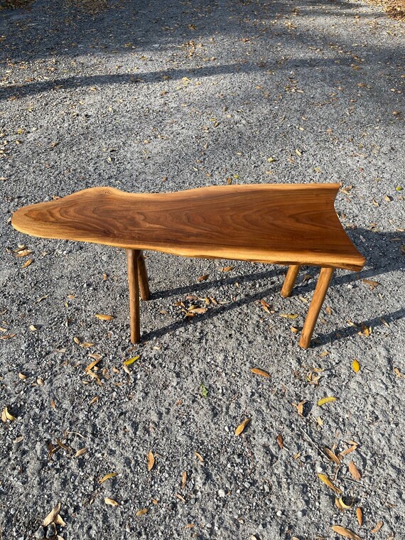 Walnut Coffee Table, Wood Slab Coffee Table, Rustic Coffee Table, Wood Coffee Table, Organic modern decor Primitive, one of a kind furniture