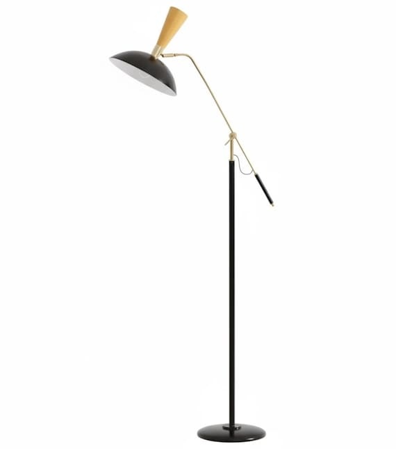 Modern Brass Floor Lamp | Handmade Metal Standing Lamp | Vintage Style Living Room & Bedroom Lighting